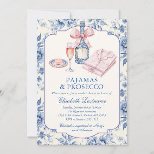 Invitación Despedida de soltera con pijamas y prosecco lazo r