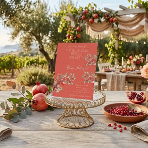 Invitación Despedida de soltera con rama de granada sonrojada