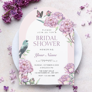 Invitación Despedida de soltera con rama floral púrpura