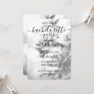 Invitación Despedida de soltera con ramo de flores grises atr