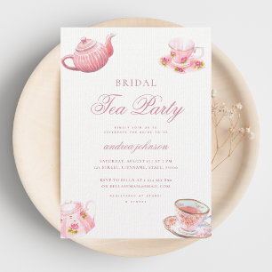 Invitación Despedida de Soltera con Té de Rosa Sonrosada 