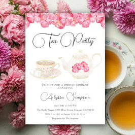 Invitación Despedida de soltera con té floral acuarela