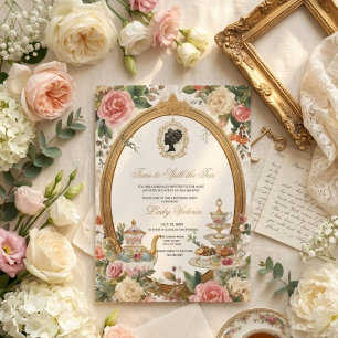 Invitación Despedida de soltera con té Hora de revelar el s