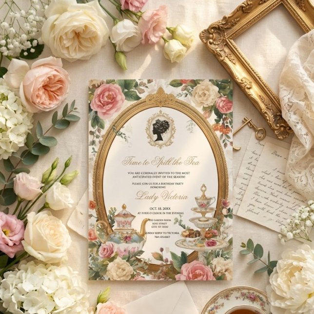 Invitación Despedida de soltera con té | Hora de revelar el s (Subido por el creador)