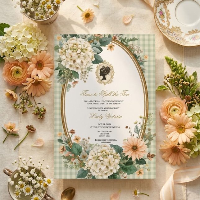 Invitación Despedida de soltera con té | Hora de revelar el s (Subido por el creador)