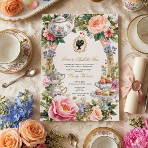 Invitación Despedida de soltera con té Hora de revelar el s