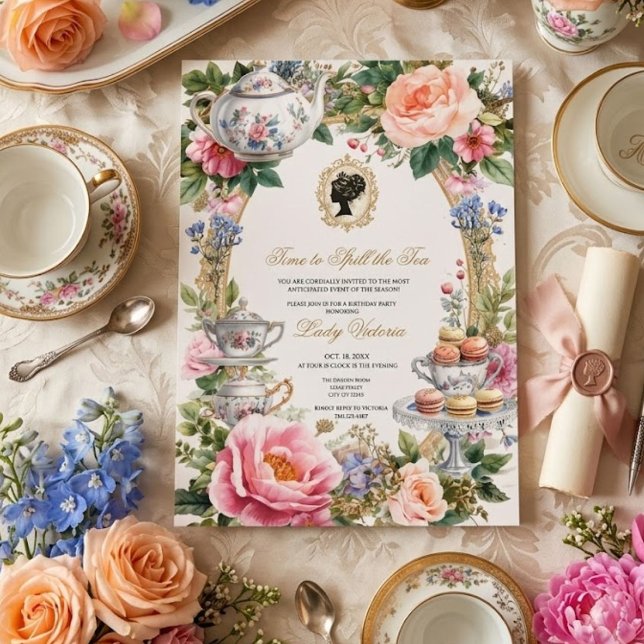 Invitación Despedida de soltera con té | Hora de revelar el s (Subido por el creador)