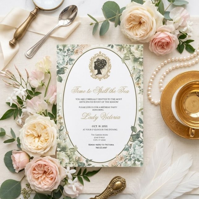Invitación Despedida de soltera con té | Hora de revelar el s (Subido por el creador)