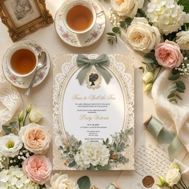 Invitación Despedida de soltera con té | Hora de revelar el s (Subido por el creador)
