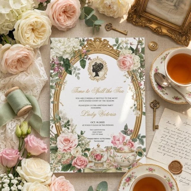 Invitación Despedida de soltera con té | Hora de revelar el s (Subido por el creador)