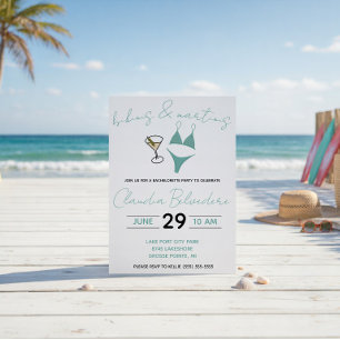 Invitación Despedida de soltera con tema de bikinis y martini