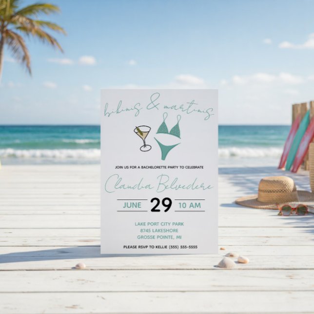Invitación Despedida de soltera con tema de bikinis y martini (Subido por el creador)