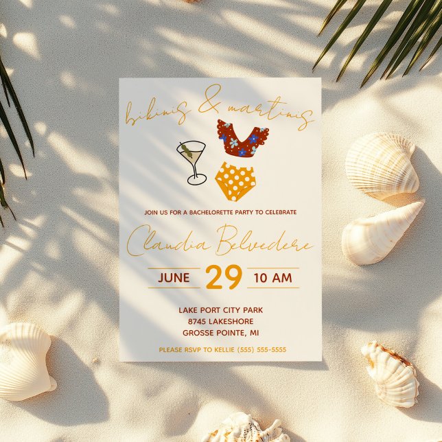 Invitación Despedida de soltera con tema de bikinis y martini (Subido por el creador)