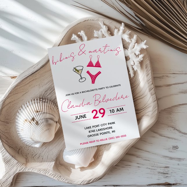 Invitación Despedida de soltera con tema de bikinis y martini (Subido por el creador)