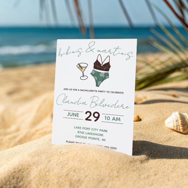 Invitación Despedida de soltera con tema de bikinis y martini (Subido por el creador)