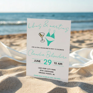 Invitación Despedida de soltera con tema de bikinis y martini