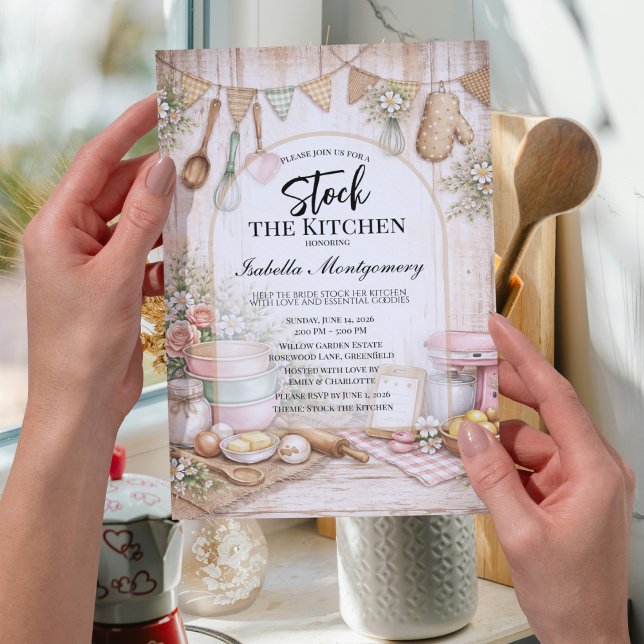 Invitación Despedida de soltera con tema de cocina rústica (Rustic Kitchen Themed Bridal Shower Invitations
)