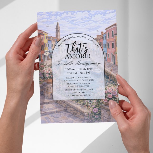 Invitación Despedida de soltera con tema italiano de Burano (Burano Italian Themed Bridal Shower Invitations
)
