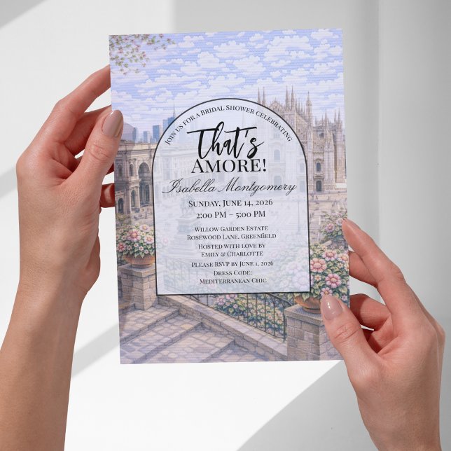 Invitación Despedida de soltera con tema italiano de Milán (Milan Italian Themed Bridal Shower Invitations
)