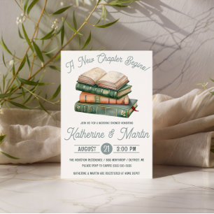 Invitación Despedida de soltera con temática de libro Verde S