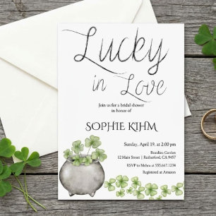 Invitación Despedida de soltera con trébol de acuarela verde