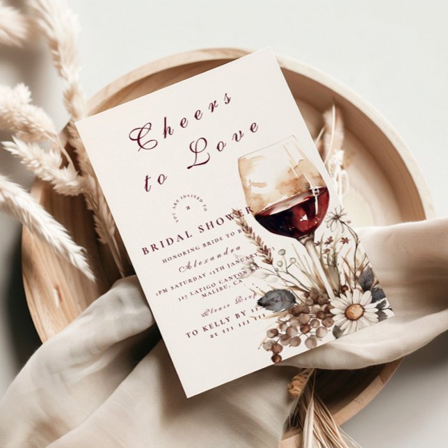 Invitación Despedida de soltera con vino tinto romántico Rosa (Subido por el creador)