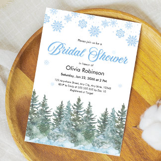Invitación Despedida de soltera copos de nieve árboles de pin