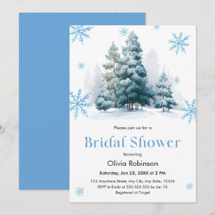 Invitación Despedida de soltera copos de nieve árboles de pin