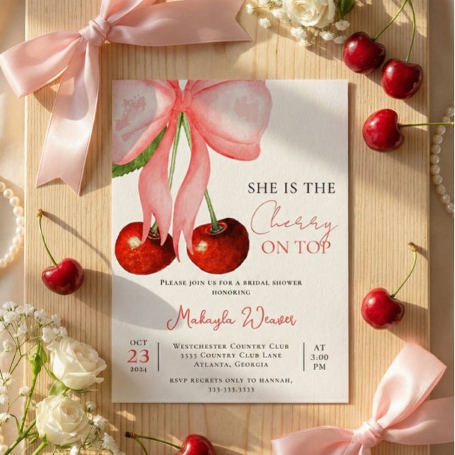 Invitación Despedida de Soltera Coquette Cherry on Top (Subido por el creador)