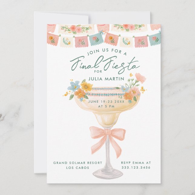 Invitación Despedida de Soltera Coquette Fiesta Final (Anverso)