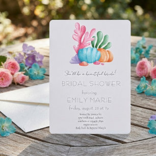 Invitación Despedida de soltera Coral Kisses & Ocean Wishes