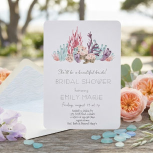 Invitación Despedida de soltera Coral Kisses & Ocean Wishes