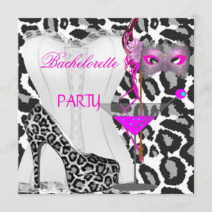 Invitación Despedida de soltera Corsé blanco Leopardo rosa