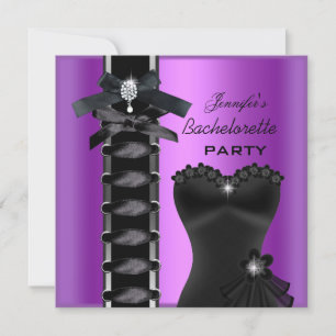 Invitación Despedida de soltera Corsé de diamante negro púrpu