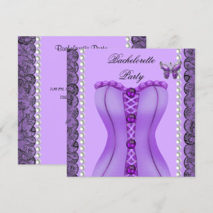Invitación Despedida de soltera Corsé Lila Púrpura Mariposa