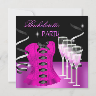 Invitación Despedida de soltera Corsé rosa Champagne negro