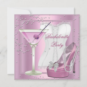 Invitación Despedida de soltera Corsé Rosa Zapatos de Tacón A