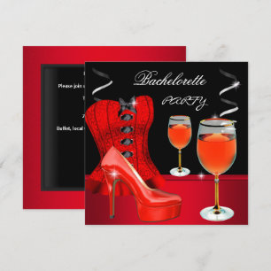 Invitación Despedida de soltera corsé zapato rojo vino tinto