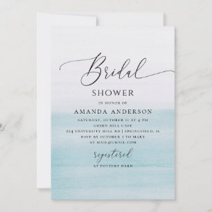 Invitación Despedida de soltera costera azul   Playa de acuar