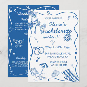 Invitación Despedida de soltera costera dibujada a mano