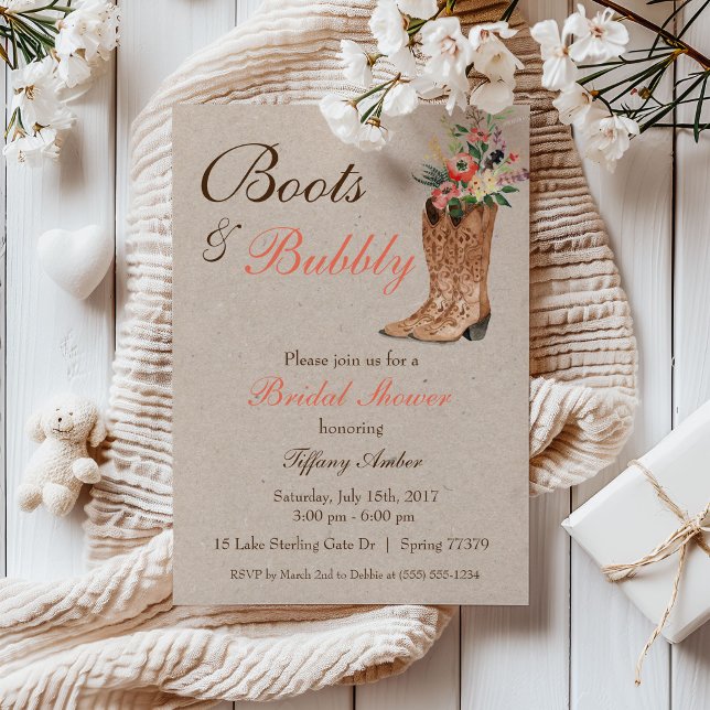 Invitación Despedida de soltera country con botas y burbujas (Subido por el creador)
