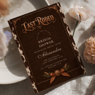 Invitación Despedida de soltera Cuero de vaca Último Rodeo Co