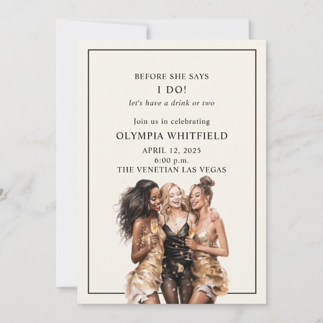 Invitación Despedida de soltera de amigas (Anverso)