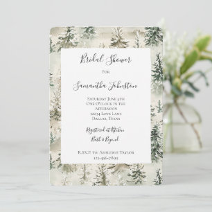 Invitación Despedida de soltera de árboles de pino verdes