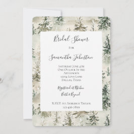 Invitación Despedida de soltera de árboles de pino verdes