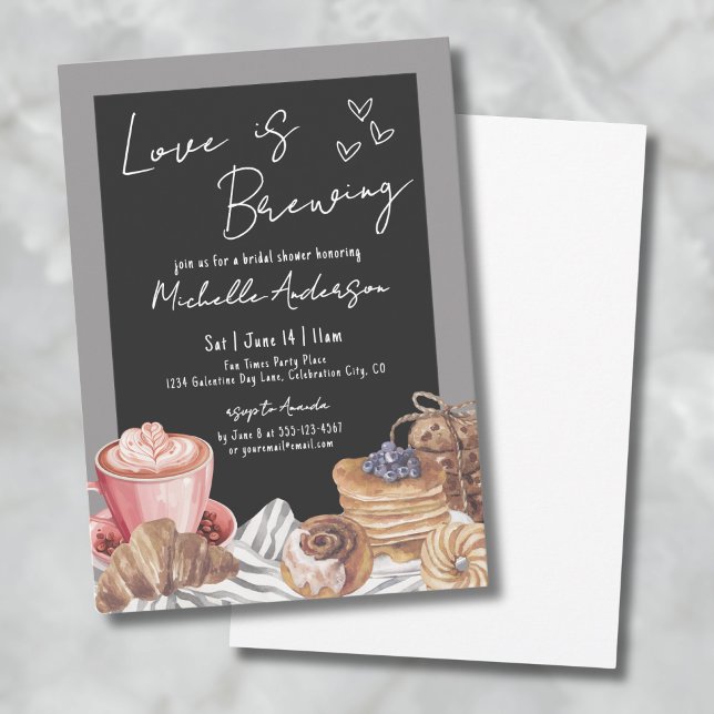 Invitación Despedida de soltera de café (Chalkboard Coffee Brunch Bridal Shower Invitation)