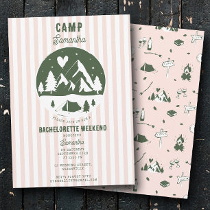 Invitación Despedida de soltera de camping en rosa Fin de sem
