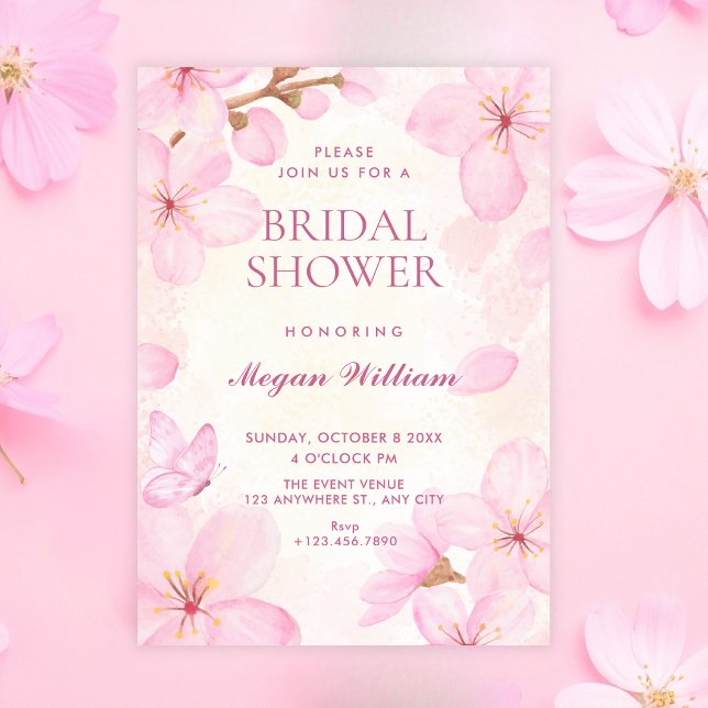 Invitación Despedida de soltera de flores rosadas (Subido por el creador)