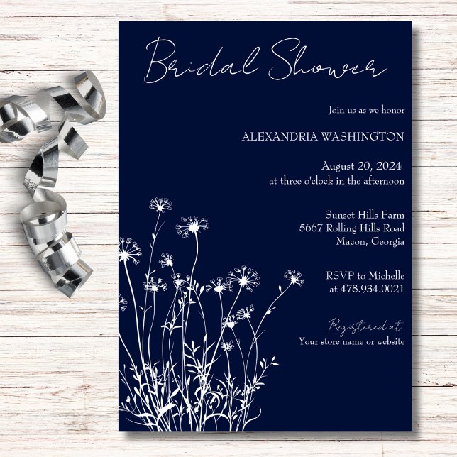 Invitación Despedida de soltera de flores silvestres azules y (Subido por el creador)