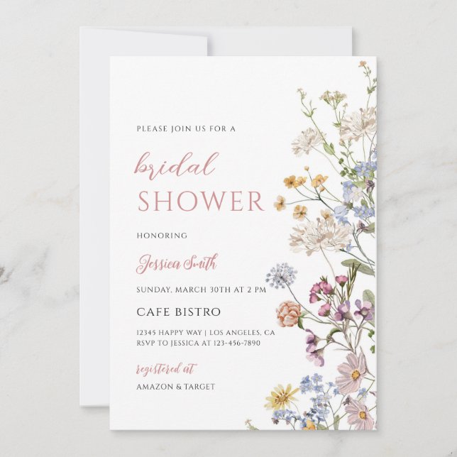 Invitación Despedida de soltera de flores silvestres en flor (Anverso)